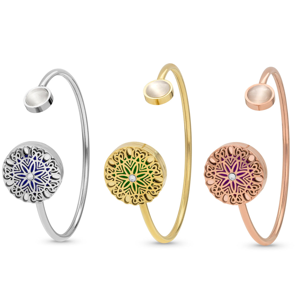 (191) Twisting Flowerburst Diffuser Bracelet - Rose Gold