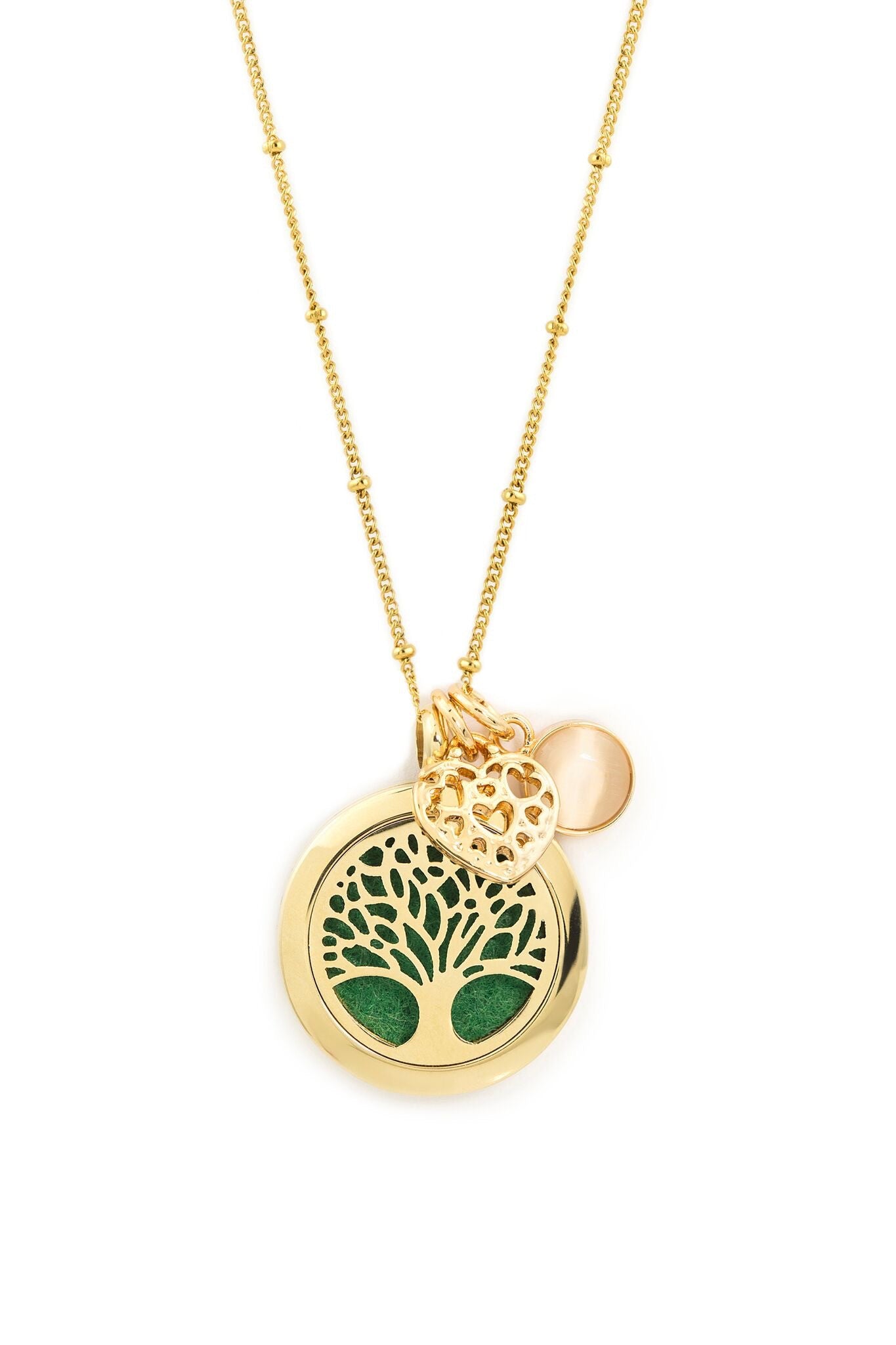 003 Gold Tree Of Life Aromatherapy Essential Oils Diffuser Necklace