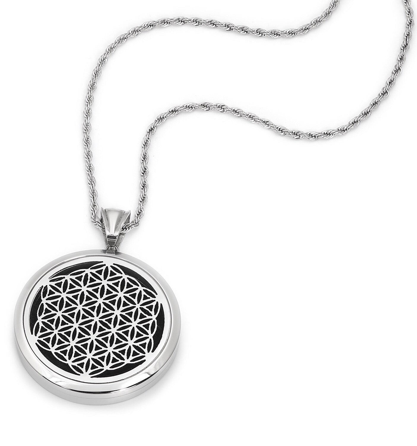 Round Silver Pendant Necklace For Men