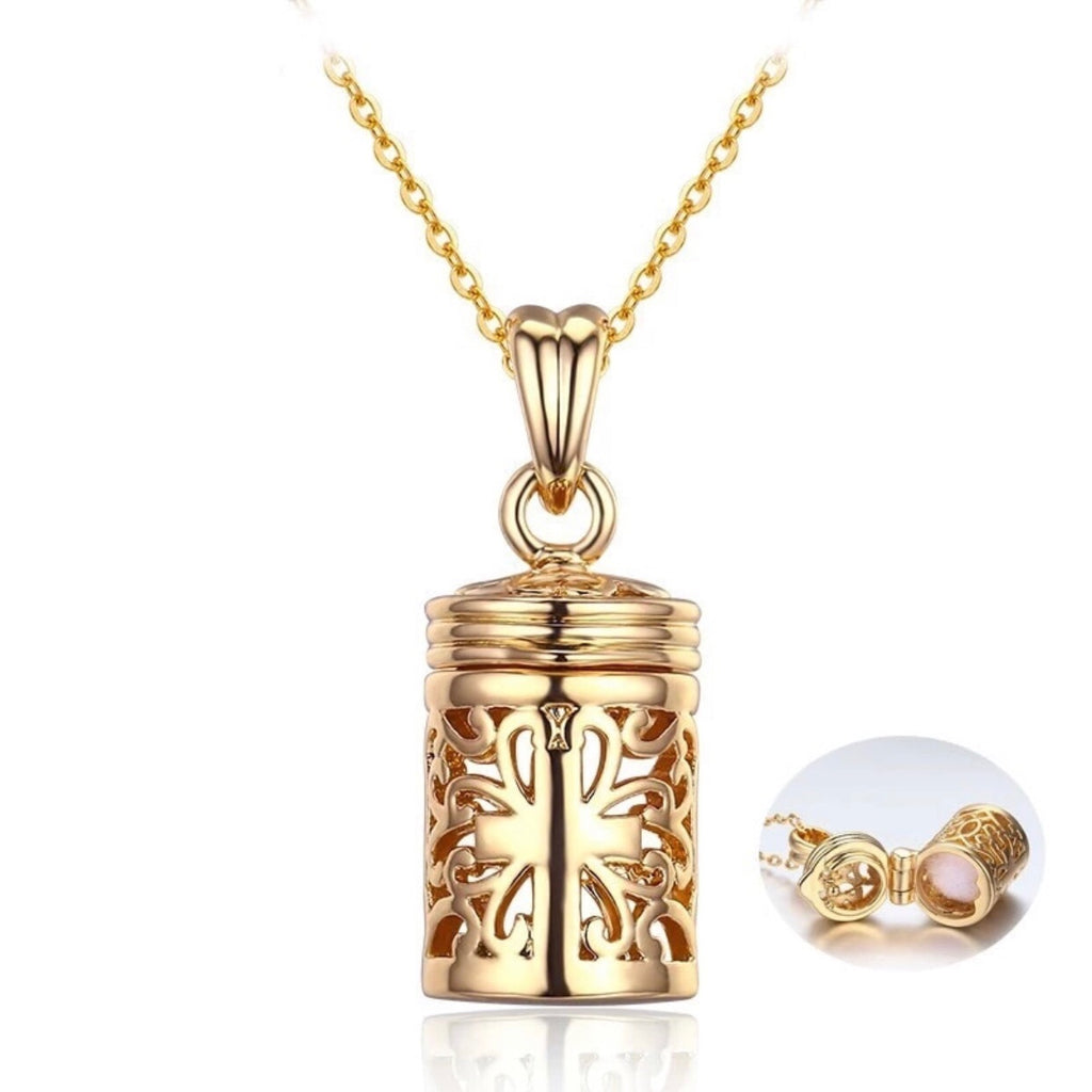 (97c) Filigree perfume bottle design essential oil diffuser necklace